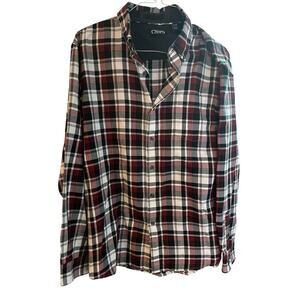 Chaps Men's Red And Black Plaid Button-Down Shirt, Size XL